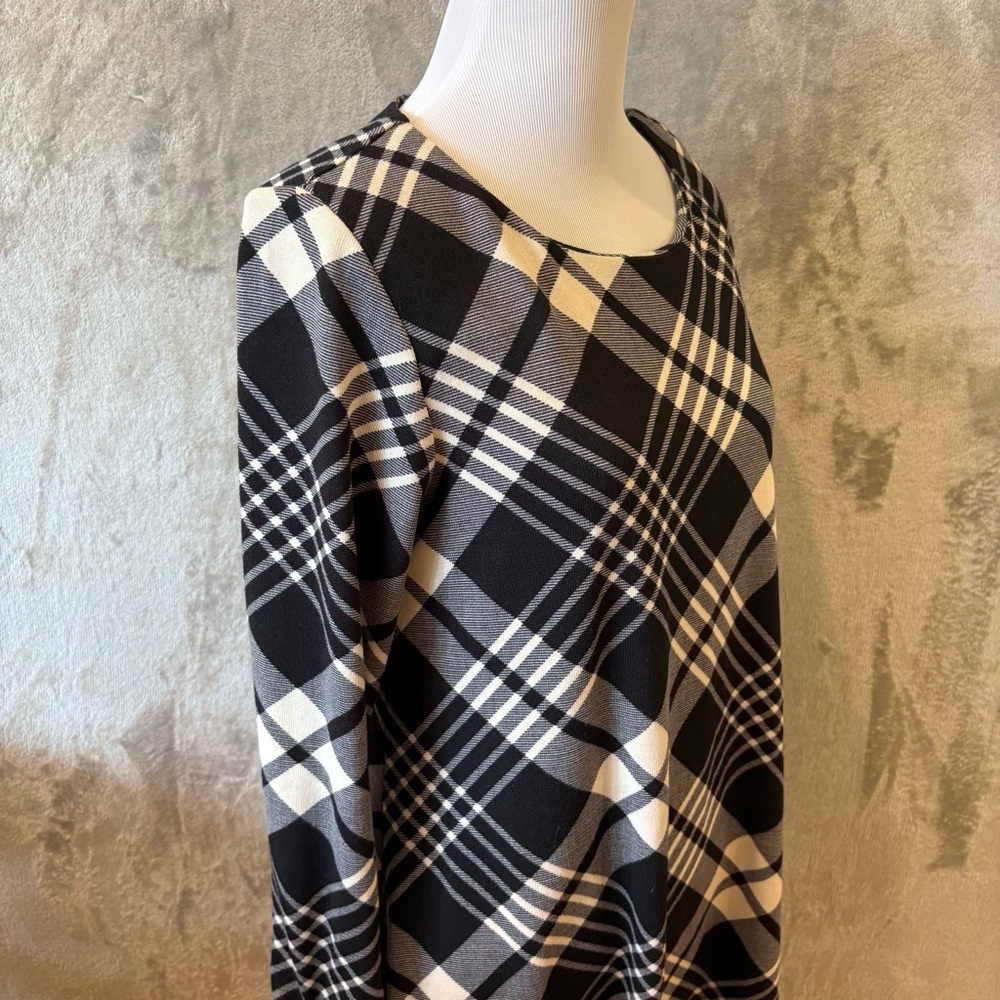 Plaid Academia Stretch Ruched Midi Dress Sz 4 - Picture 5 of 12